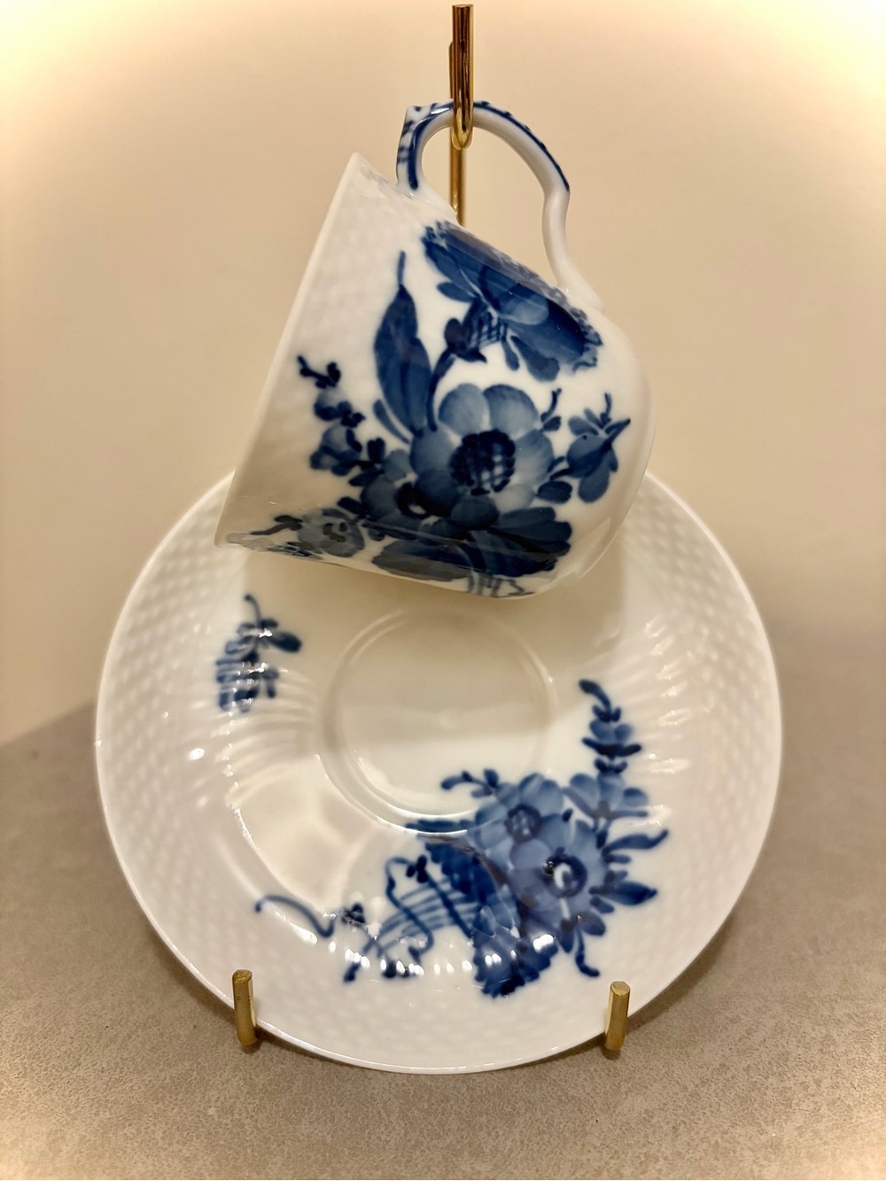 Royal Copenhagen Blå Blomst Demitasse Cup & Saucer Blue Flower 10/1546 Mint Cond
